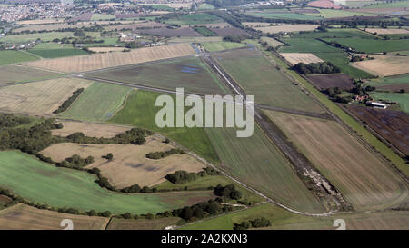 aerial view of Burn Airfield Aerodrome, home of Burn Gliding Club, near Selby, North Yorkshire, UK Stock Photo