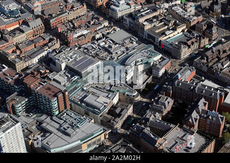 aerial view of Trinity Leeds shopping centre, West Yorkshire, UK Stock Photo