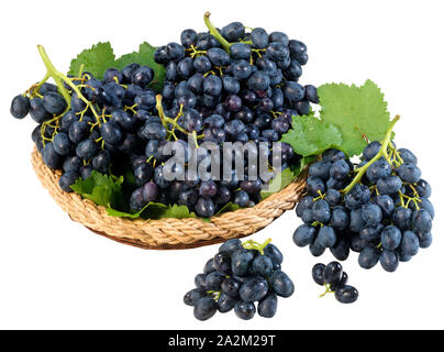 Black grapes isolated on white background Stock Photo