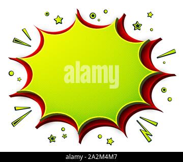 Comics background. Cartoon poster in pop art style with green- red speech bubbles with halftone and sound effects. Funny colorful banner Stock Vector