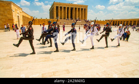 Changing of the guard at the mausoleum of Mustafa Kemal Ataturk, (first Turkish president) in the capital Ankara. 06/28/2019. Turkey Stock Photo