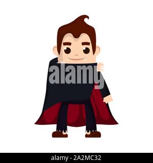 little boy with dracula costume character Stock Vector