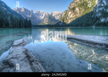 Lago di Landro, Dobbiaco, Trentio - Alto Adige, Italy, Europe Stock Photo