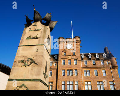 Scottish Merchant Navy Memorial and Malmaison Hotel at Tower Place Leith City of Edinburgh Scotland Stock Photo