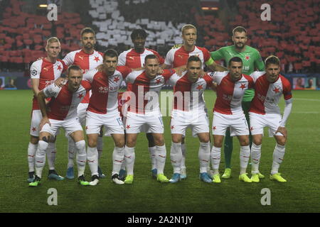 Prague, Czech Republic. 02nd Oct, 2019. SK Slavia Prague team pose prior to the UEFA Champions League match SK Slavia Prague vs Borussia Dortmund, second round of basic group F, on October 2, 2019, in Prague, Czech Republic. Credit: Ondrej Deml/CTK Photo/Alamy Live News Stock Photo