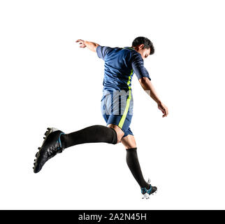 one soccer player man isolated on white background Stock Photo