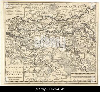 Map, Nieuwe kaart van 't Kwartier Nymegen, Jacob Keyser (1710-1745 fl.), Copperplate print Stock Photo