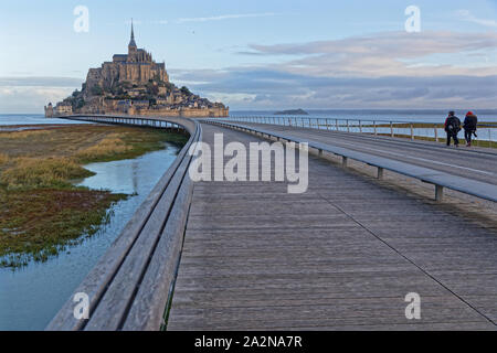 MONT ST-MICHEL, FRANCE, September 28, 2019 : One of most recognisable french landmarks, visited by 3 million people a year, Mont Saint-Michel and its Stock Photo