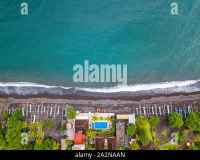 Aerial view of Amed beach in Bali, Indonesia Stock Photo