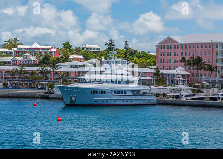 Grey Yacht in Hamilton Bermuda Stock Photo