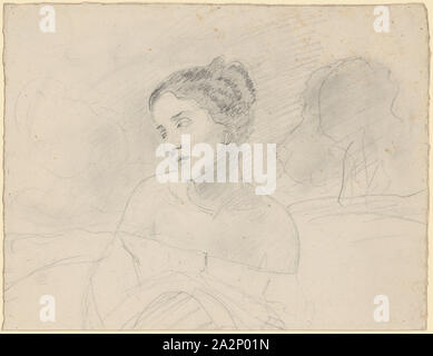 Portrait of Jeannette, around 1848, pencil, sheet: 18.5 x 24 cm, unsigned, Jean-Baptiste Camille Corot, Paris 1796–1875 Paris Stock Photo