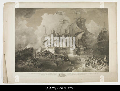 James Fittler, English, 1758-1835, after Philipp Jakob II Loutherboug, French, 1740-1812, The Glorious Victory over the French Fleet by the British Fleet under the Command of Earl Howe on the First of June 1794, 1794, engraving printed in black ink on laid paper, Plate: 23 × 32 inches (58.4 × 81.3 cm