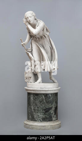 Randolph John Rogers, American, 1825-1892, Nydia, the Blind Girl of Pompeii, ca. 1850s, marble, Including base: 77 3/4 × 27 1/2 × 39 1/2 inches (197.5 × 69.9 × 100.3 cm Stock Photo