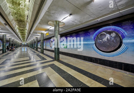 Kosmonavtlar subway Station of the Tashkent Metro, Tashkent, Uzbekistan, Central Asia Stock Photo