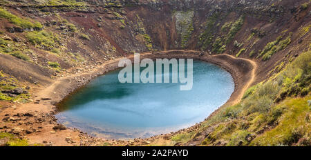 Panoramic view of Kerid Crater in Iceland Stock Photo