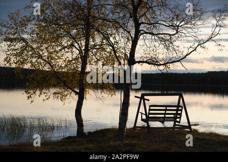 Autumn  colours in Muonio, Lapland, Finland Stock Photo