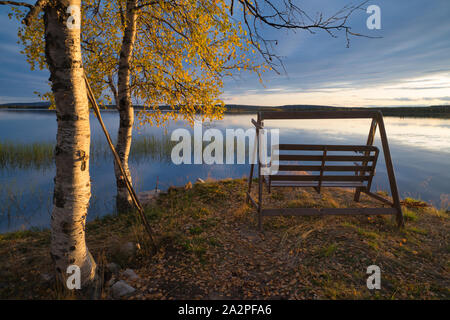 Autumn  colours in Muonio, Lapland, Finland Stock Photo