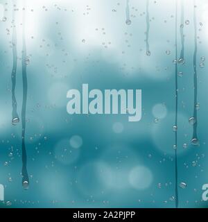autumn bubbles drops template on wet glass Stock Vector