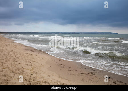 Dark clouds over the coast of Prora, Binz, Rügen Island Stock Photo