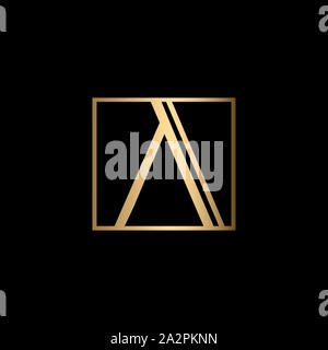 Professional and Minimalist Letter A AA Logo Design, Editable in Vector Format in Black and Gold Color Stock Photo