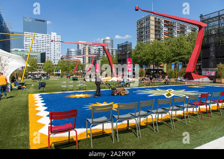 City centre of Rotterdam, Netherlands, Schouwburgplein, central square, art installations, Stock Photo