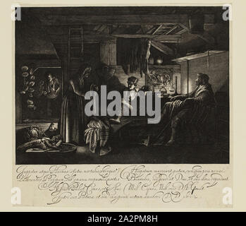 Hendrik Goudt, Dutch, 1585-1630, after Adam Elsheimer, German, 1574-1620, Jupiter and Mercury in the House of Philemon and Baucis, 1612, engraving printed in black ink on laid paper, Sheet: 8 1/8 × 8 7/8 inches (20.6 × 22.5 cm Stock Photo