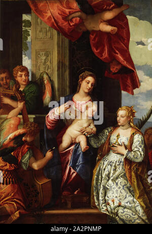 Paolo Veronese, Italian, 1528-1588, The Mystic Marriage of St. Catherine, ca. between 1550 and 1560, oil on canvas, Unframed: 26 3/16 × 18 1/8 inches (66.5 × 46 cm Stock Photo