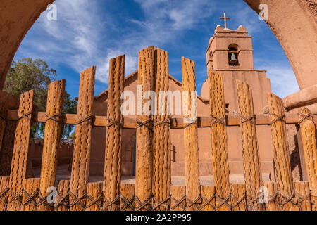 Entrance gate to the Iglesia San Pedro De AtacamaSan Pedro de Atacama or Church San Pedro de Atatcama, Anden, Republic of Chile, Latin America Stock Photo