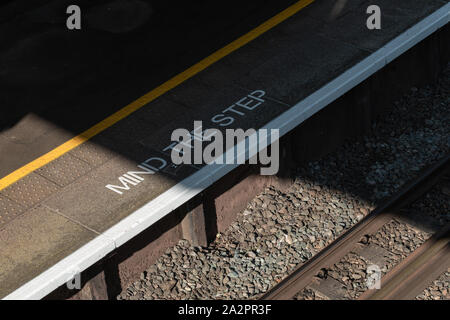 Mind the step. London train station. Stock Photo