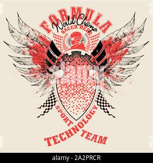 Typographic composition for formula one. Formula one racing poster. Stock Vector