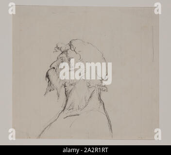 William Rimmer, American, 1816-1879, An Old Man, between 1816 and 1879, pencil on blue-lined off-white wove paper, Sheet: 4 5/16 × 4 3/4 inches (11 × 12.1 cm Stock Photo