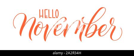 Brush calligraphy Hello November Stock Vector
