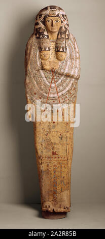 Egyptian, Mummy Case, 950/850 BC, Plastered and painted wood, 76 3/4 x 21 x 25 in. (195 x 53.3 x 63.5 cm Stock Photo