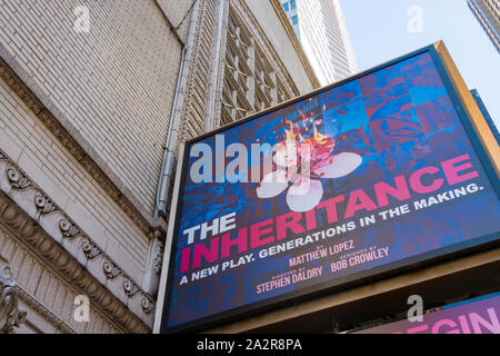 Ethel Barrymore Theatre Marquee in Times Square features 'The Inheritance', New York City, USA  2019 Stock Photo