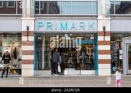 Primark store shop front entrance in shopping centre. Telford ...