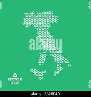 Italy map made from recycling symbol. Environmental concept Stock Vector