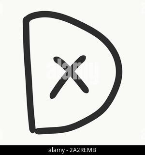 Vector of a handmade D, doodle. Nice lettering for decoration. Stock Vector