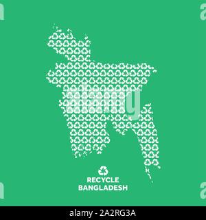 Bangladesh map made from recycling symbol. Environmental concept Stock Vector