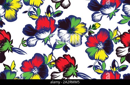 Beautiful floral pattern with leaves on white background. Seamless vintage style.  Vector design for fabric, wallpaper, wrapping paper. Patch for text Stock Vector