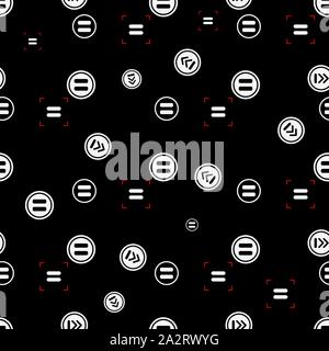 Equal sign seamless pattern, isolated on black background. Vector illustration, easy to edit. eps10 Stock Vector