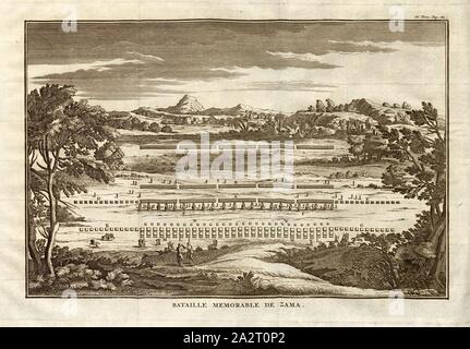 Memorable Battle of Zama, The Battle of Zama between the troops of Scipio and Hannibal, Tom., VI, Pag, 183, after p. 182, 1774, Polybius; Vincent Thuillier; Jean Charles de Folard: Histoire de Polybe. Tome 6; Amsterdam: Arkstée et Merkus, MDCCLXXIV [1774 Stock Photo