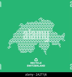 Switzerland map made from recycling symbol. Environmental concept Stock Vector