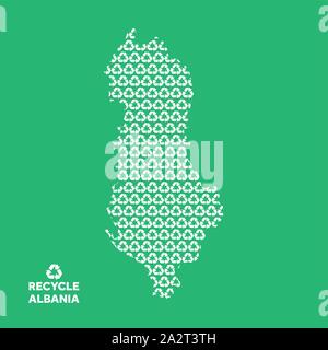 Albania map made from recycling symbol. Environmental concept Stock Vector