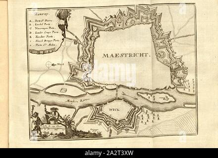 Maestricht, Plan of the city of Maastricht in the Netherlands, Taf. 8, p. 52, [Jean-Baptiste Christyn]: Les délices des Pays-Bas ou description géographique et historique des XVII provinces belgiques. Bd. 2. Liège: chez J. F. Bassompierre, père, MDCCLXIX Stock Photo