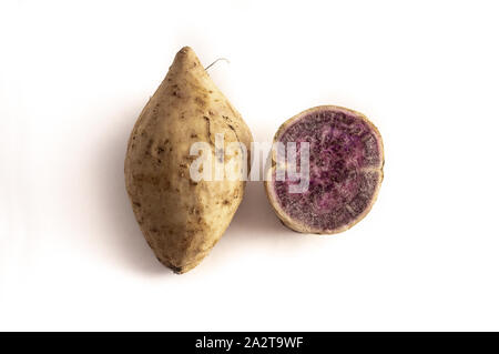 okinawan sweet potatoes on white background Stock Photo