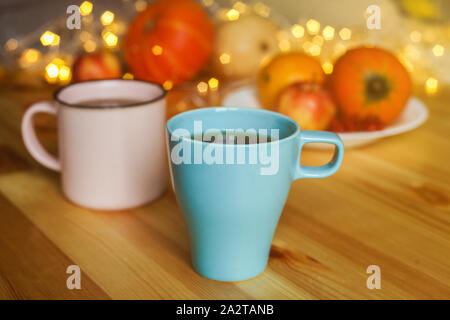 Autumn/Fall 2 mug mock-up. Two white blank coffee mugs to add custom design  or quote. Perfect for businesses selling mugs, just overlay your quote  Stock Photo - Alamy