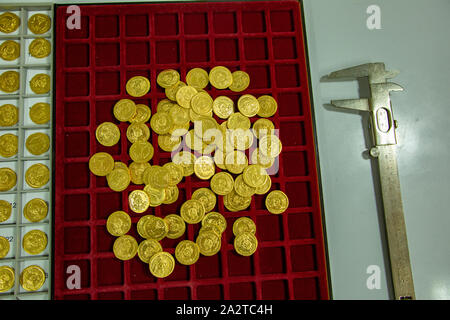 Ancient gold coins Israel Antiquities Authority Stock Photo