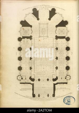 The Ground Plan, Henry VII Chapel floor plan in Westminster Abbey, signed: Engraved by John Roffe from F. Mackenzie, drawing Fig. 9, Pl. I, p. 8, Mackenzie, F. (drawing); Roffe, John (engr.), 1812, John Britton: The architectural antiquities of Great Britain: represented and illustrated in a series of views, elevations, plans, sections and details of various ancient English edifices: with historical and descriptive accounts of each. Bd. 2. London: J. Taylor, 1807-1826 Stock Photo