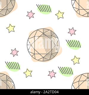 Seamless colorful diamond gemstones background on black. Jewels pattern. Stock Vector