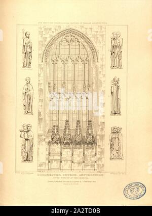 Dorchester Church, Oxfordshire, south window of the chancel, Window in Dorchester Abbey Church in Dorchester on Thames, Oxfordshire, signed: Drawn by G. Cattermole; Etch'd by J. Le Keux; Published by Longman & Co, Fig. 61, after p. 260, Cattermole, George (drawing); Keux, John Le (etching); Longman & Co. (published), 1820, John Britton: The architectural antiquities of Great Britain: represented and illustrated in a series of views, elevations, plans, sections and details of various ancient English edifices: with historical and descriptive accounts of each. Bd. 5. London: J. Taylor, 1807-1826 Stock Photo